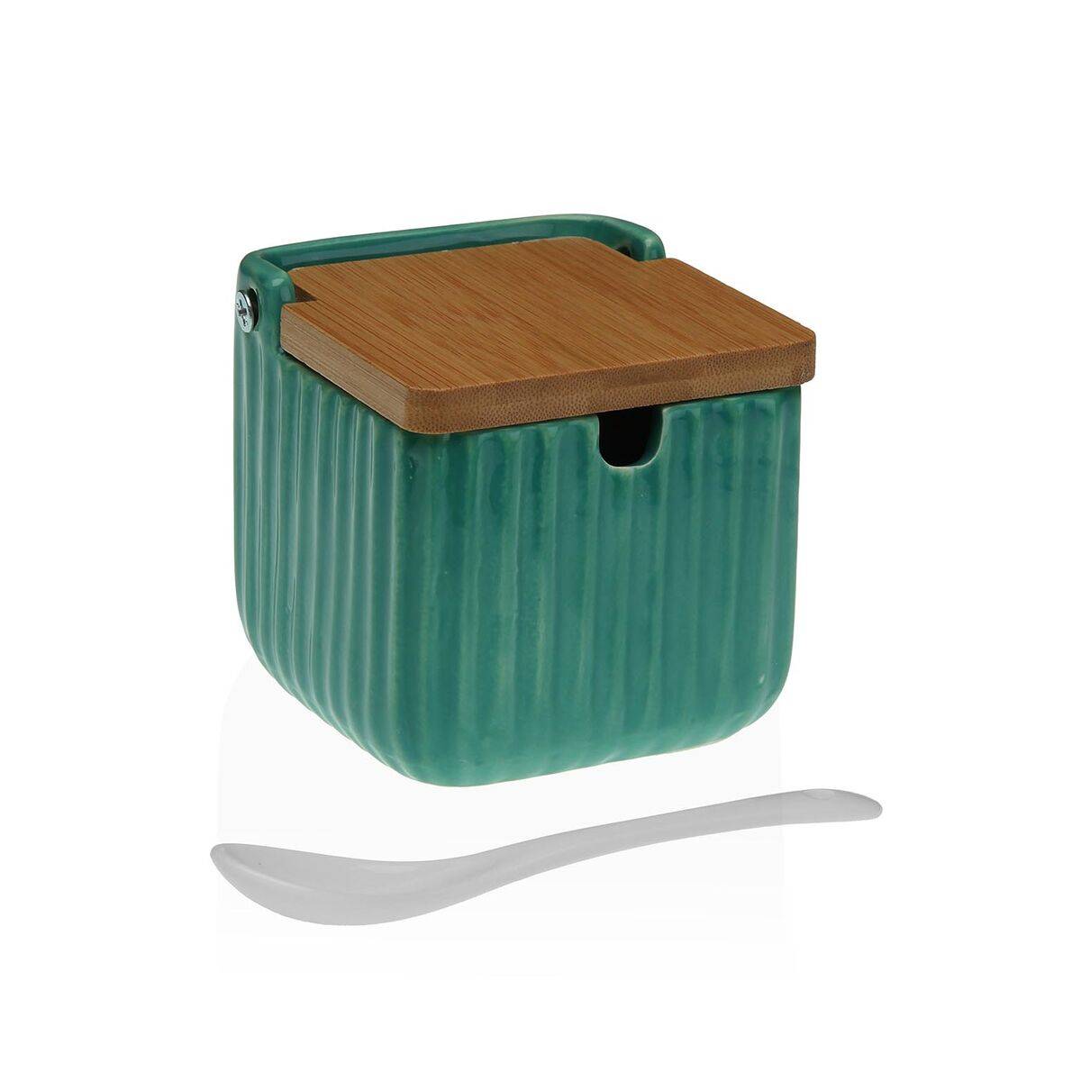 Azucarero Versa Verde Cerámica Bambú Dolomita 8,3 x 8,3 x 8,3 cm