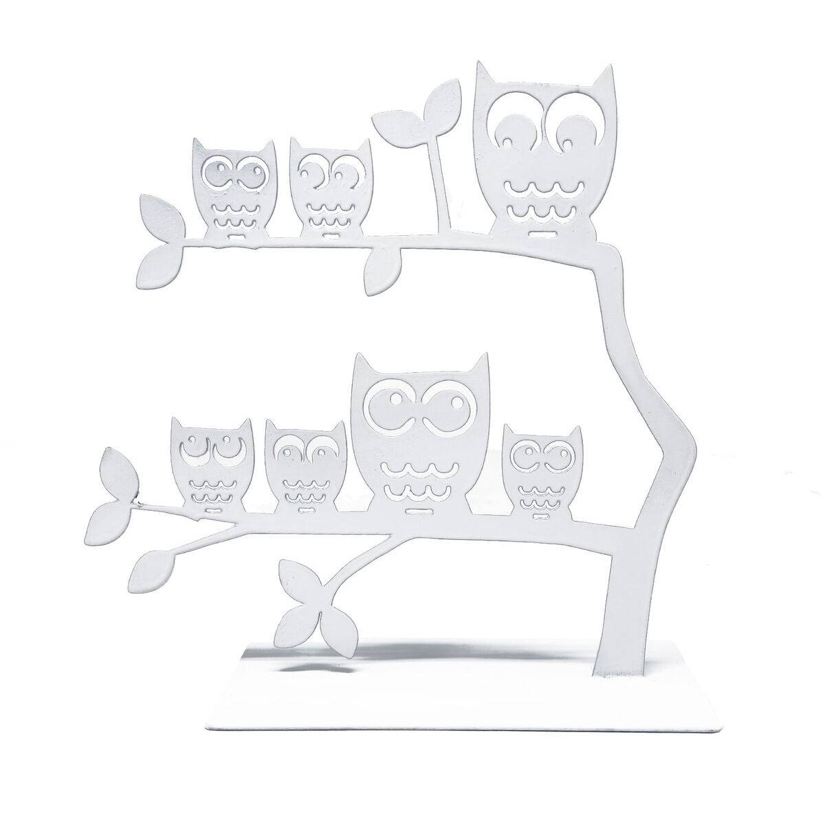 Joyero de Pie Versa Blanco Metal Hierro 7 X 18 X 18 CM Familia Búhos