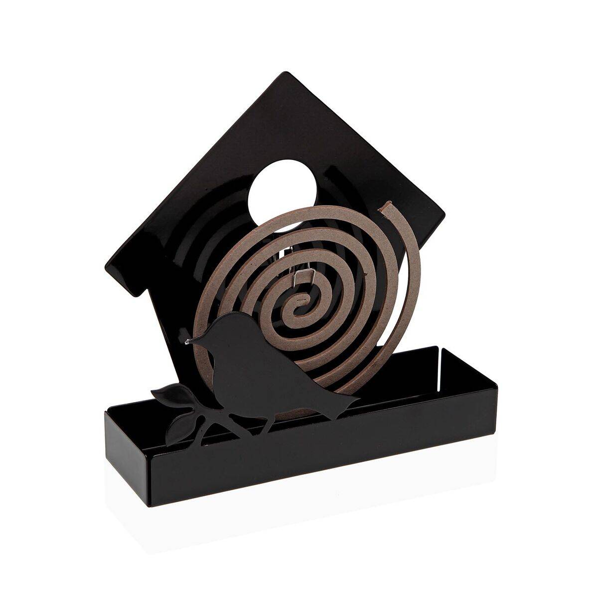 Soporte para espirales antimosquitos Versa Negro Metal 5 x 17 x 17 cm Pájaro