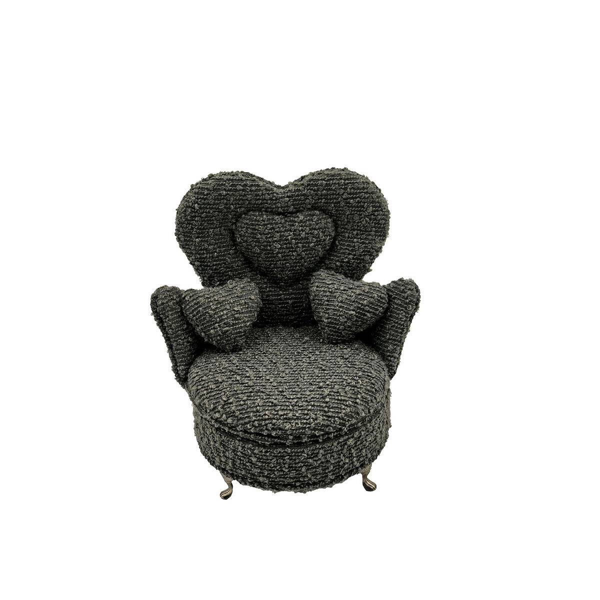 Caja-Joyero Versa Gris Poliéster Metal Espejo Madera MDF 12 x 19 x 18 cm Sillón