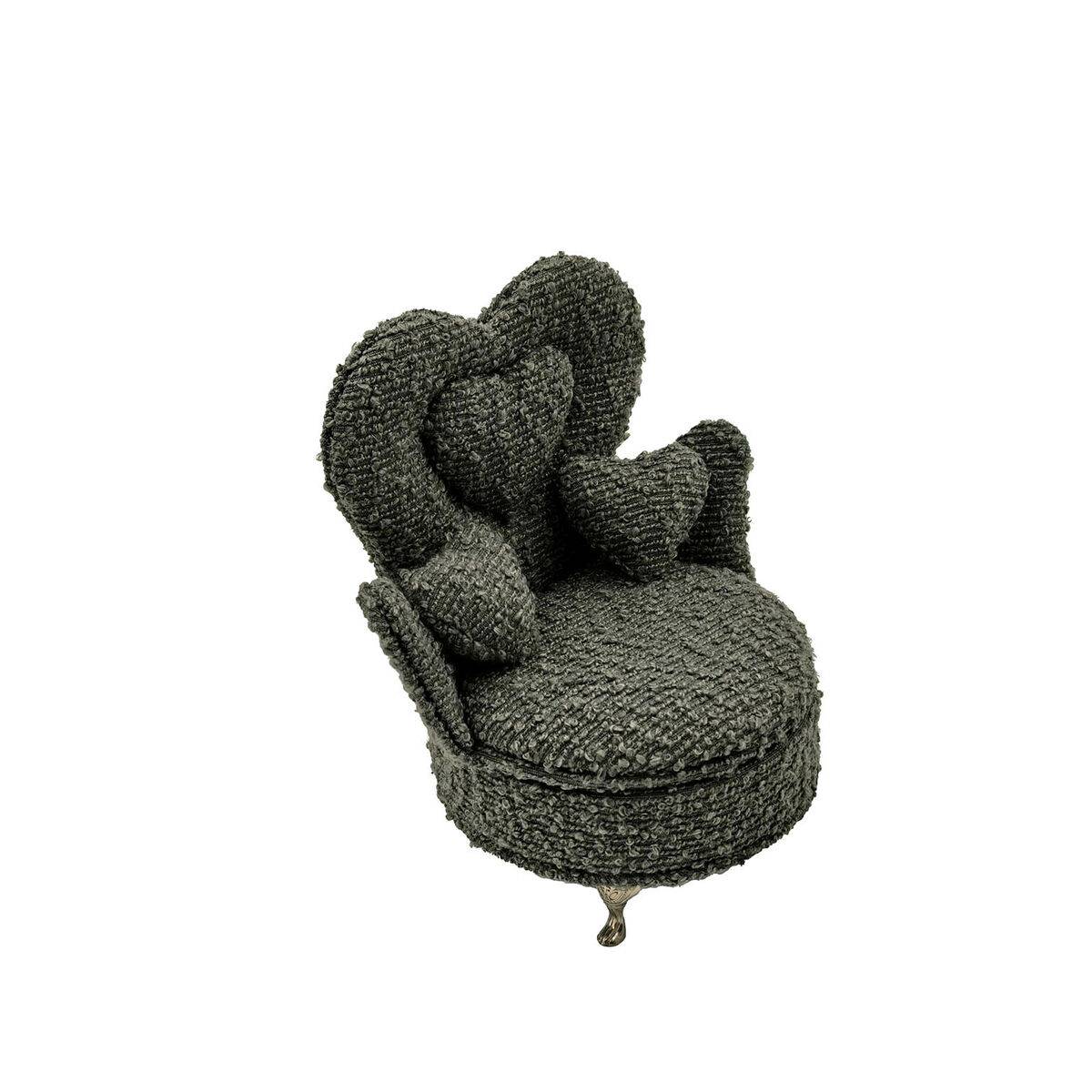 Caja-Joyero Versa Gris Poliéster Metal Espejo Madera MDF 12 x 19 x 18 cm Sillón