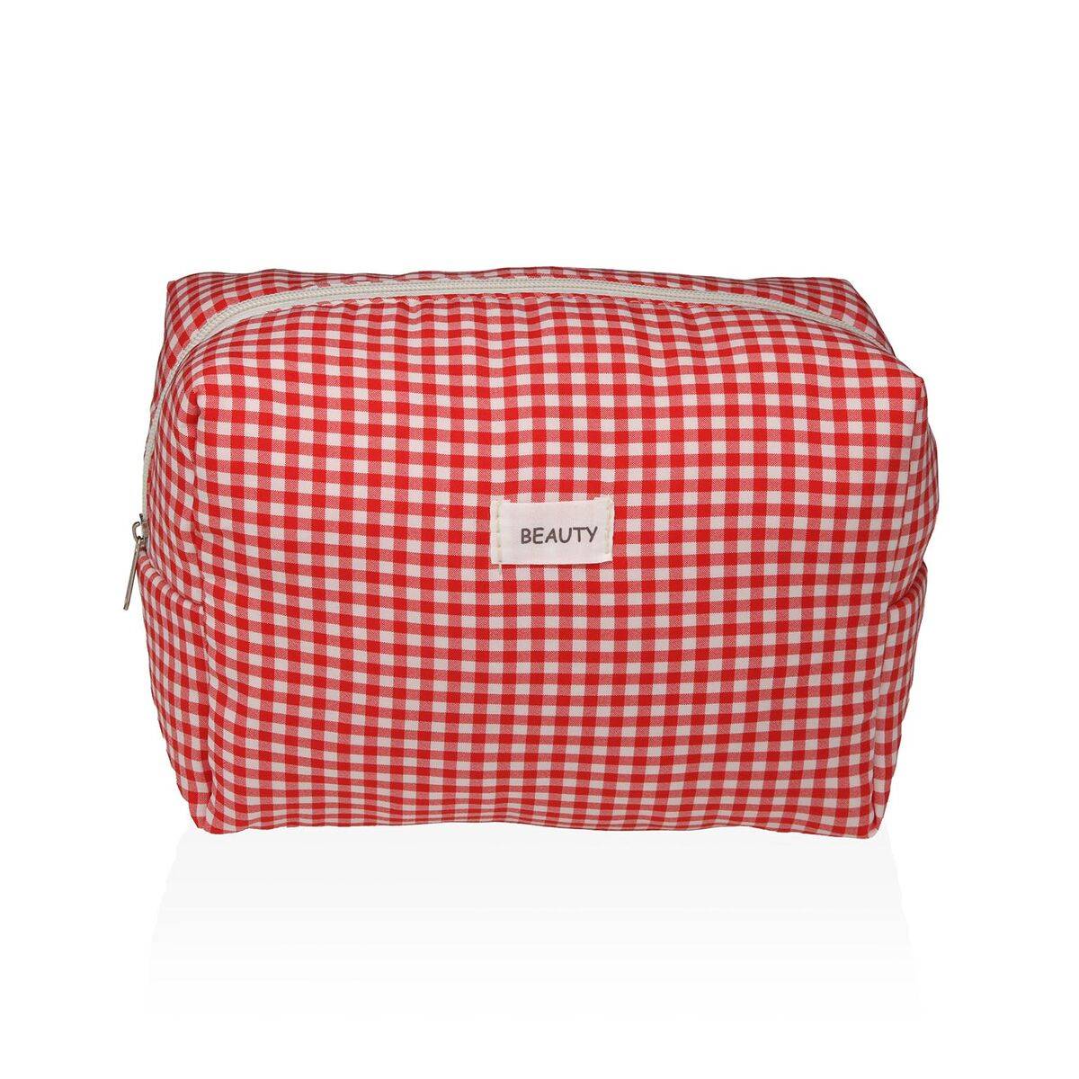 Neceser de Viaje Versa Vichy Rojo Poliéster 12 x 16 x 24 cm
