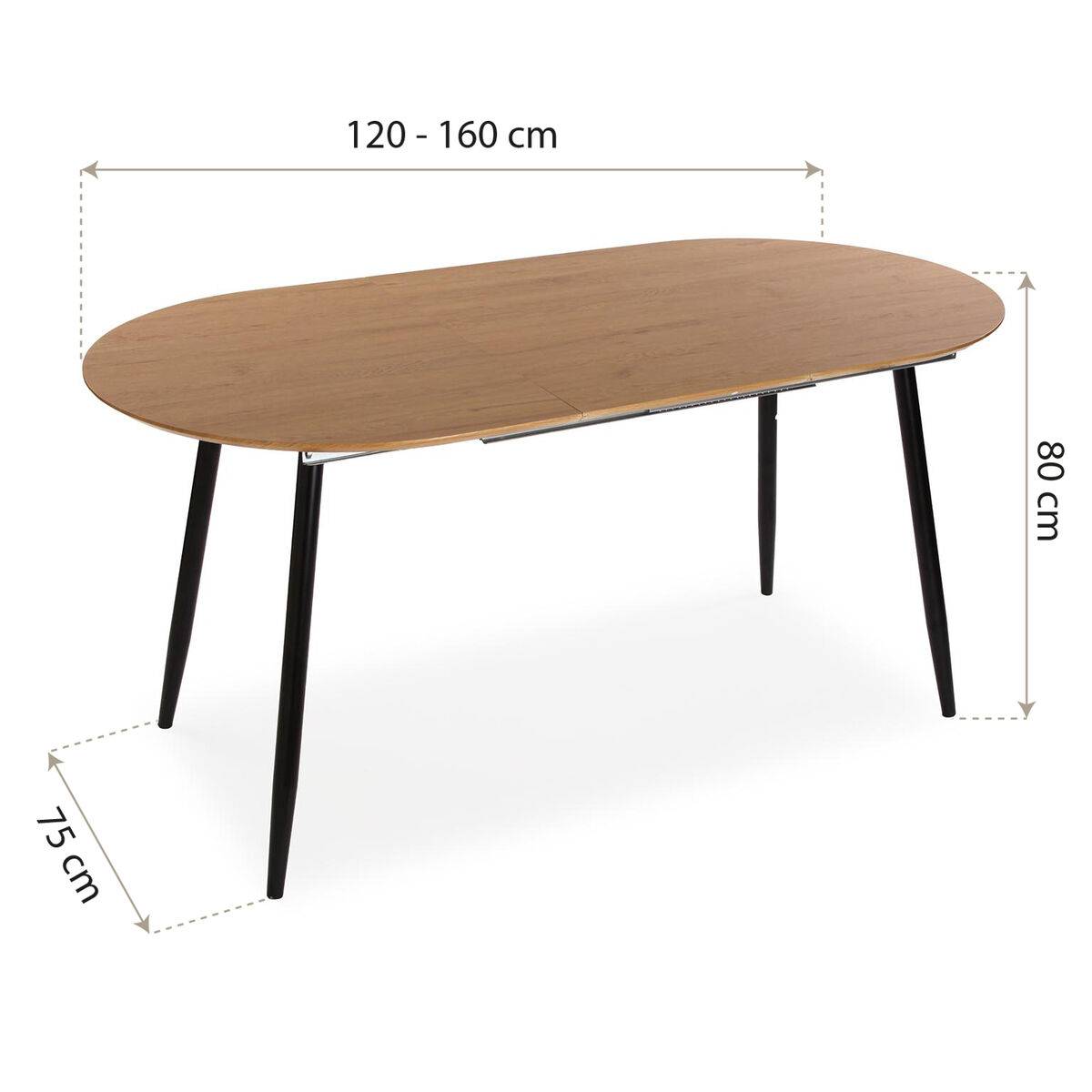 Mesa de Comedor Versa DOINYO Negro Metal Madera MDF 80 x 75 x 160 cm