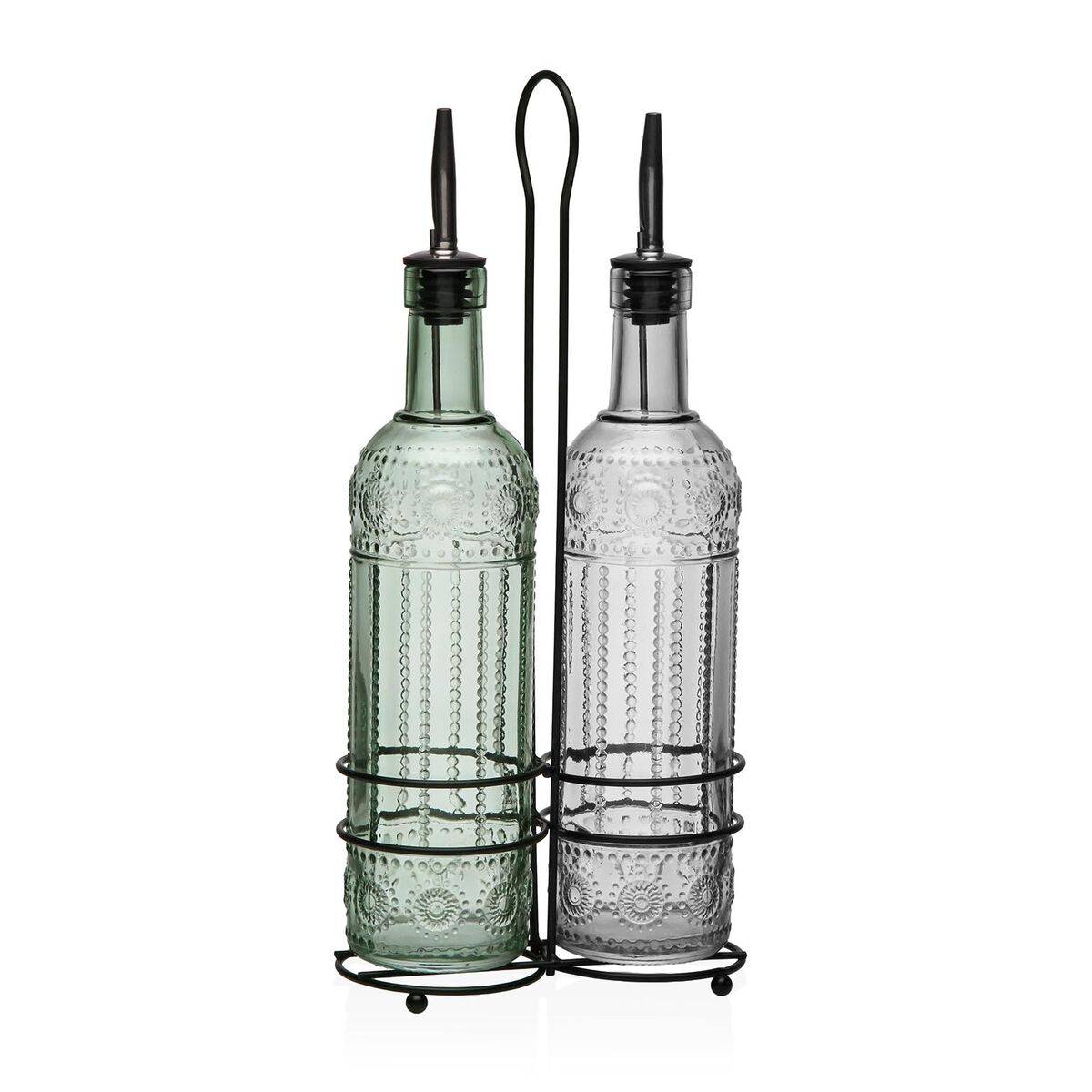 Set de Aceitera y Vinagrera Versa Metal Vidrio 500 ml 7,5 X 33,5 X 15,5 CM