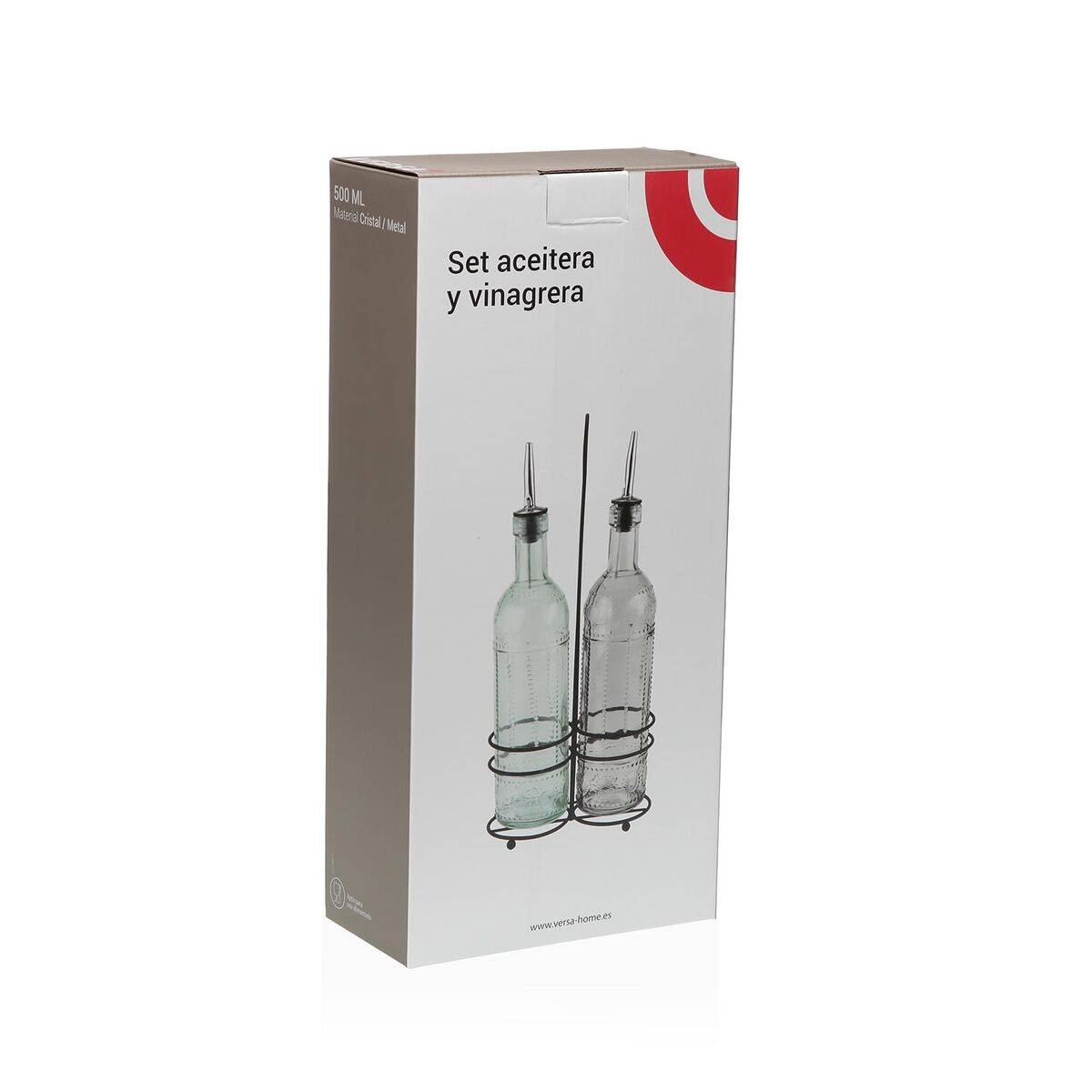 Set de Aceitera y Vinagrera Versa Metal Vidrio 500 ml 7,5 X 33,5 X 15,5 CM