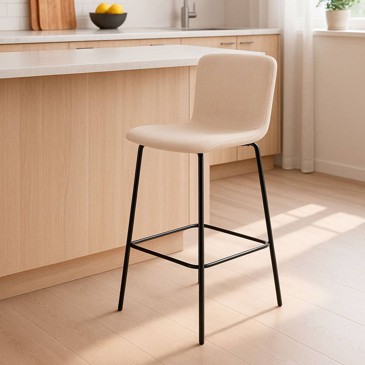 Taburete Versa Beige Metal 44,5 X 93,5 X 51 CM