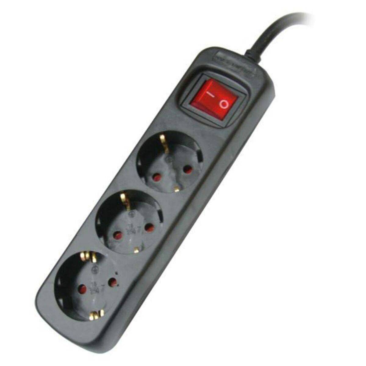 Regleta 3 Enchufes Schuko con Interruptor Silver Electronics 9643 Negro