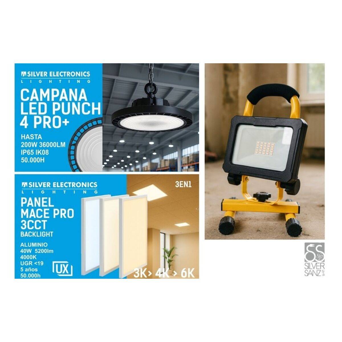 Campana LED industrial Silver Electronics PUNCH 4 PRO + 5G 200W 200 W 6000 K 3600 lm