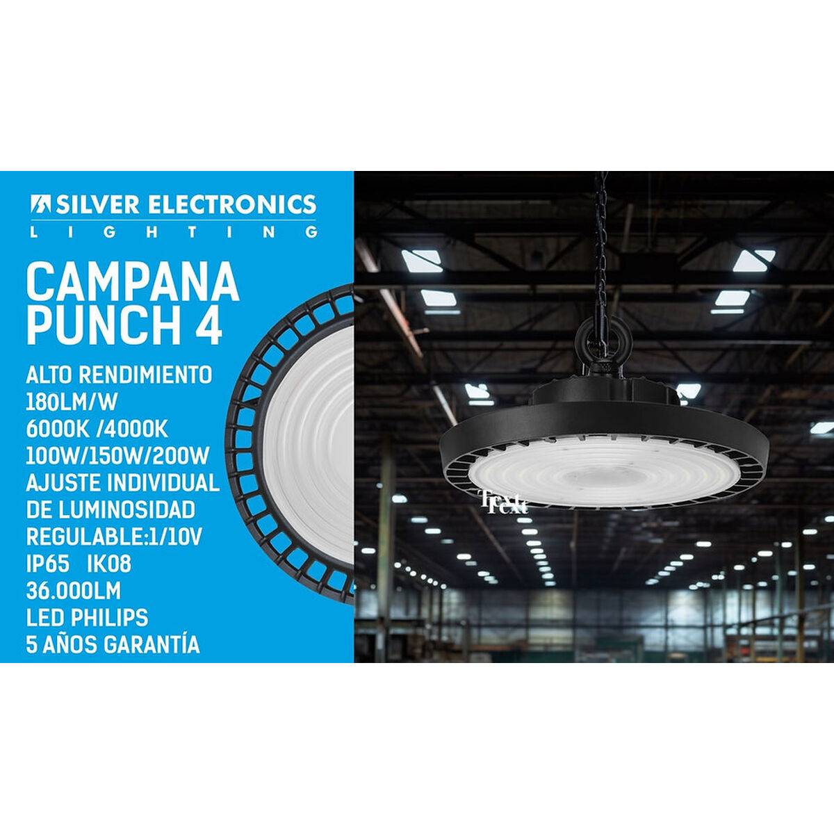 Campana LED industrial Silver Electronics PUNCH 4 PRO + 5G 200W 200 W 6000 K 3600 lm