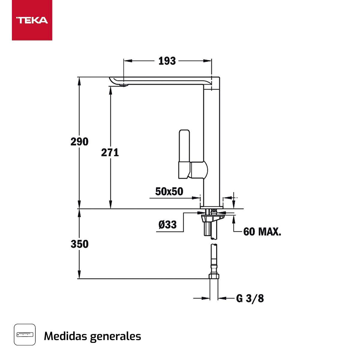 Grifo Monomando Teka FO 915 Plateado Metal