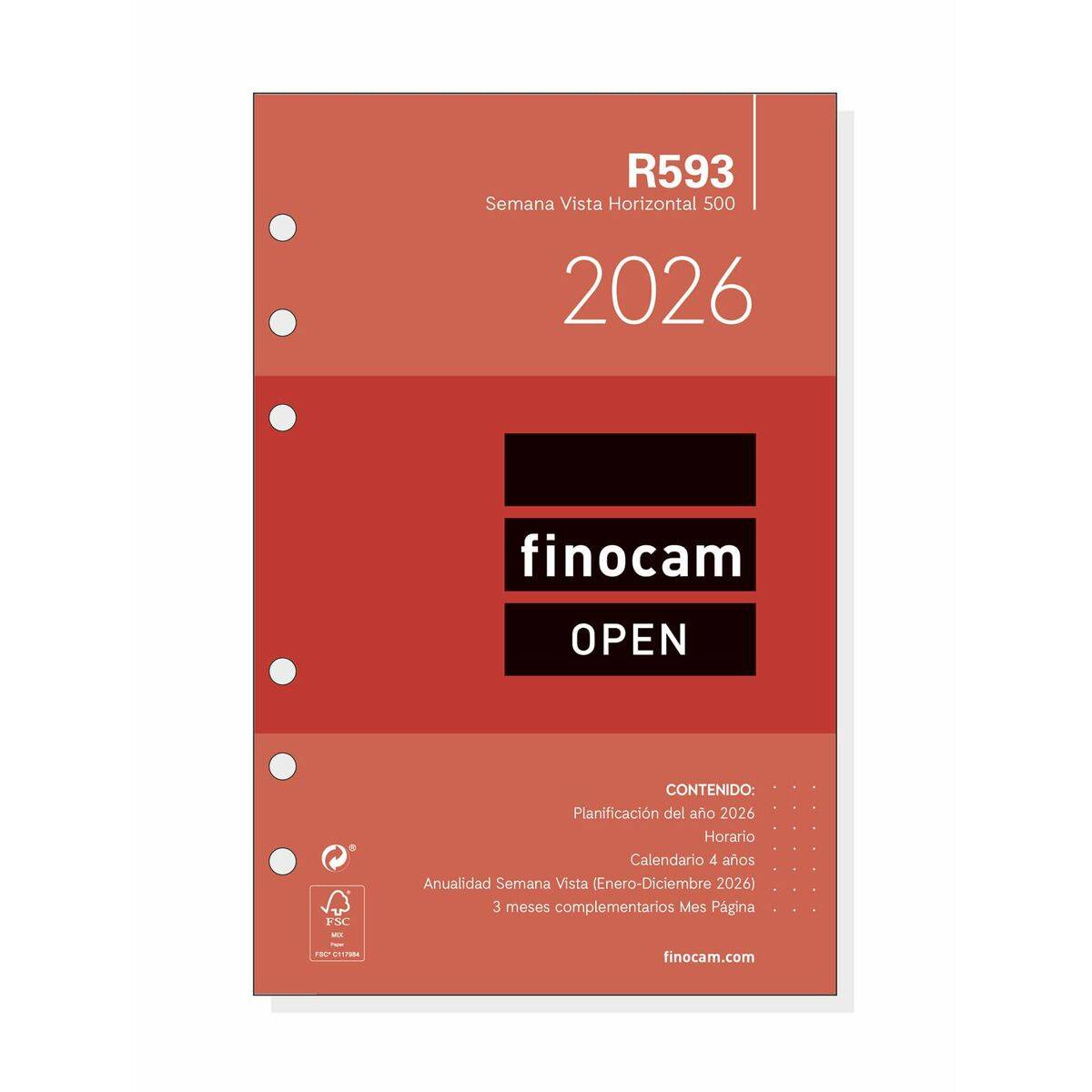 Recambio para Agenda Finocam OPEN R599 2026 11,7 x 18,1 cm