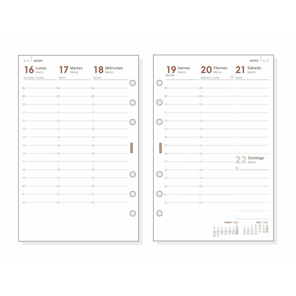 Recambio para Agenda Finocam OPEN R599 2026 11,7 x 18,1 cm