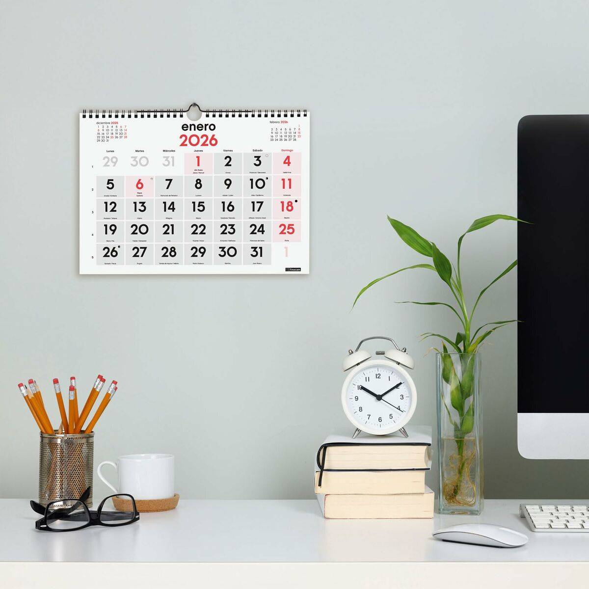 Calendario de pared Finocam A4 Papel 2026 30 x 21 cm