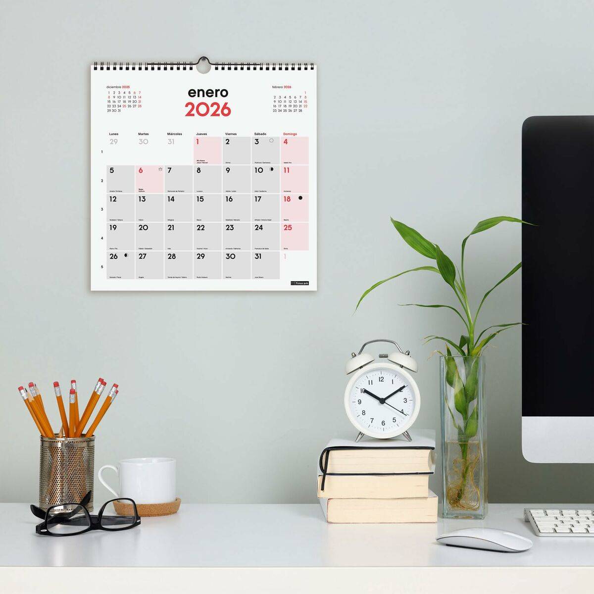 Calendario de pared Finocam Papel 2026 30 x 30 cm