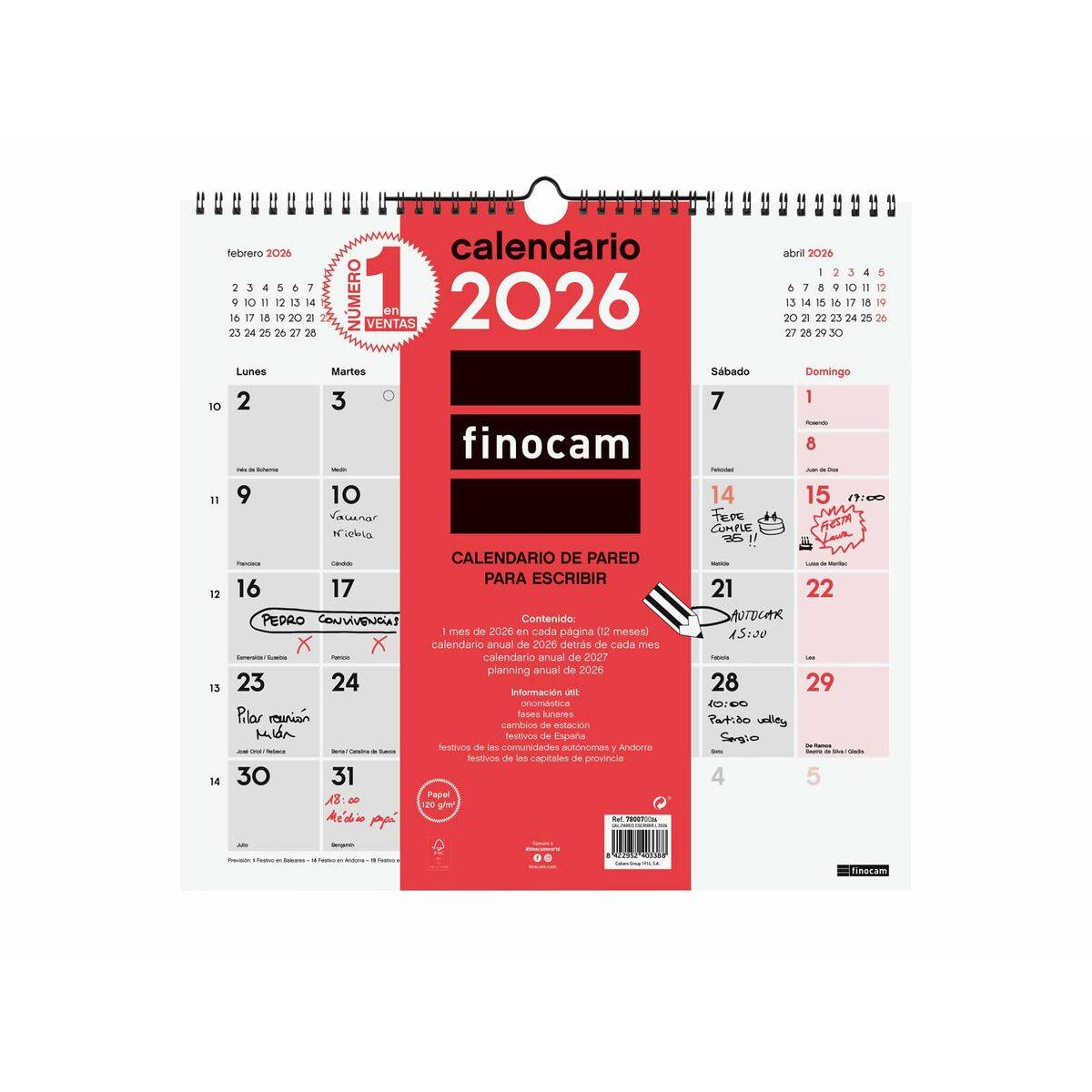 Calendario de pared Finocam Papel 34 x 32 cm