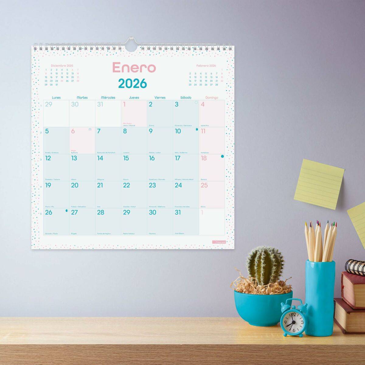 Calendario de pared Finocam Multicolor Papel 30 x 30 cm