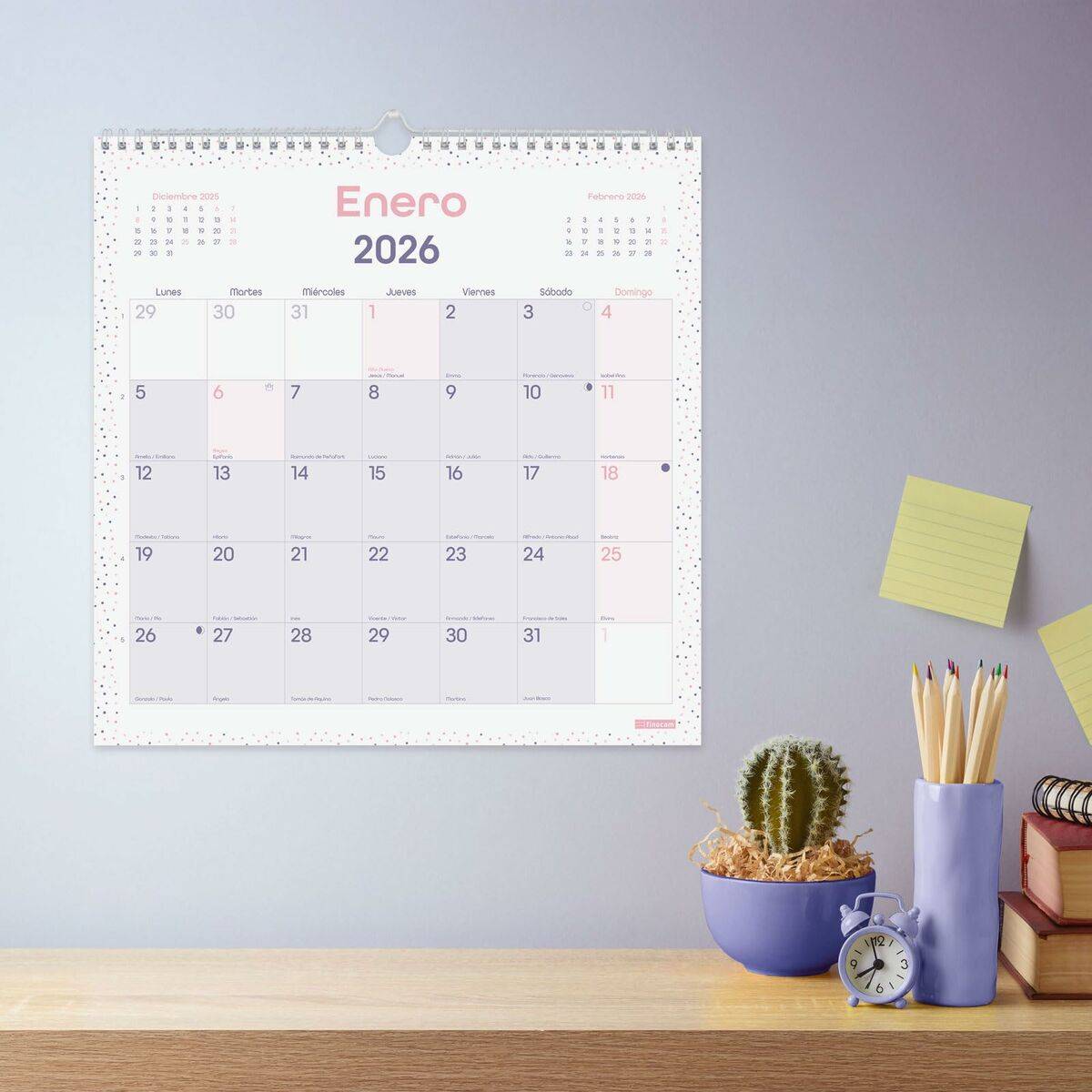 Calendario de pared Finocam Multicolor Papel 30 x 30 cm