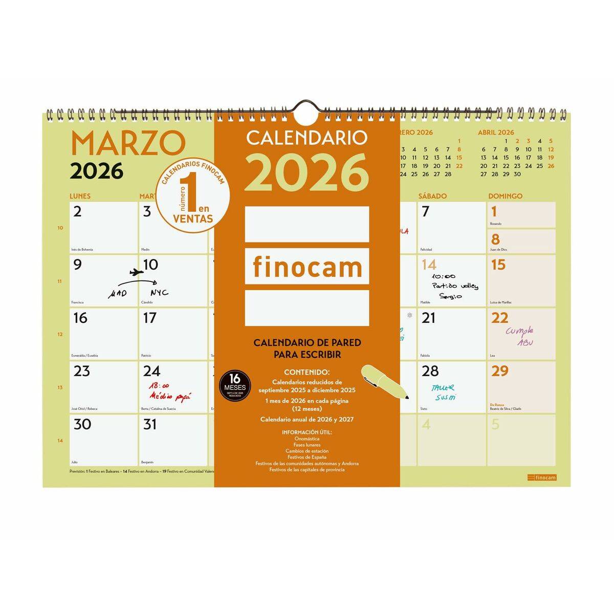Calendario de pared Finocam Multicolor A3 Papel