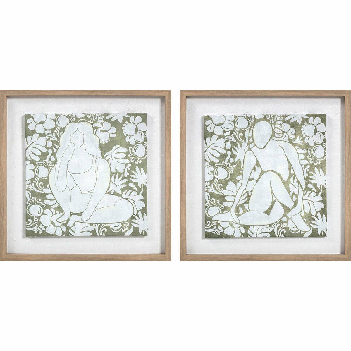 Lienzo DKD Home Decor Madera Floral (2 Unidades) (Reacondicionado D)