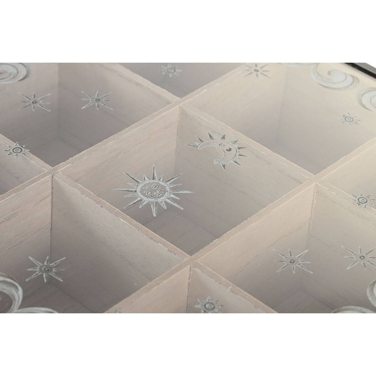 Caja para Infusiones DKD Home Decor Azul Blanco Negro Natural Metal Cristal Madera MDF 24 x 24 x 6,5 cm (2 Unidades)