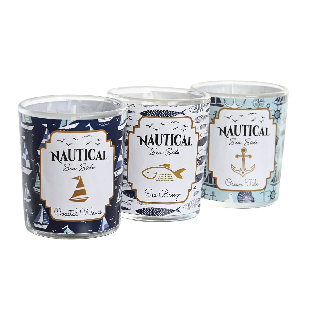 Vela DKD Home Decor Azul Cera Cristal 17 x 5 x 6 cm (3 Unidades)