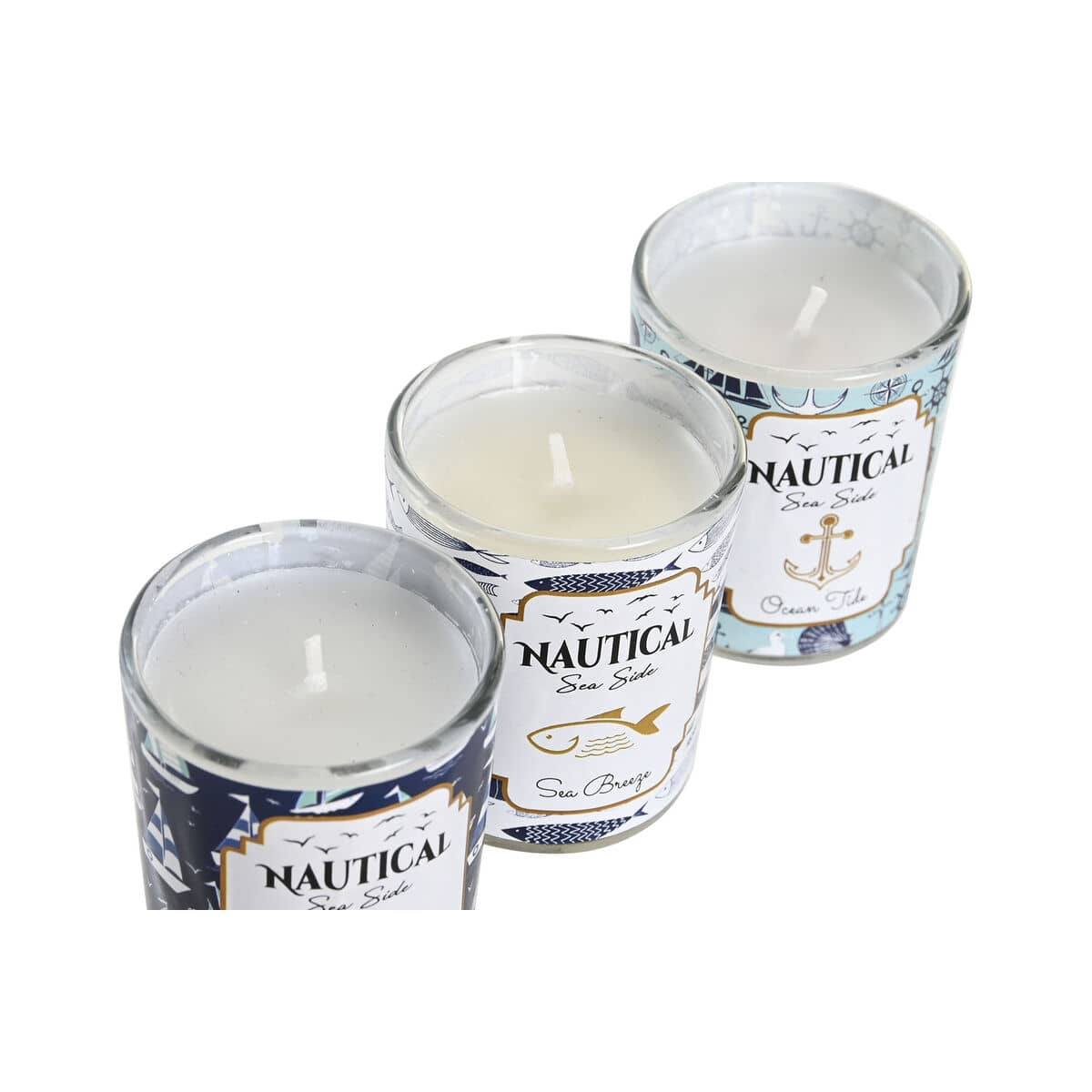 Vela DKD Home Decor Azul Cera Cristal 17 x 5 x 6 cm (3 Unidades)