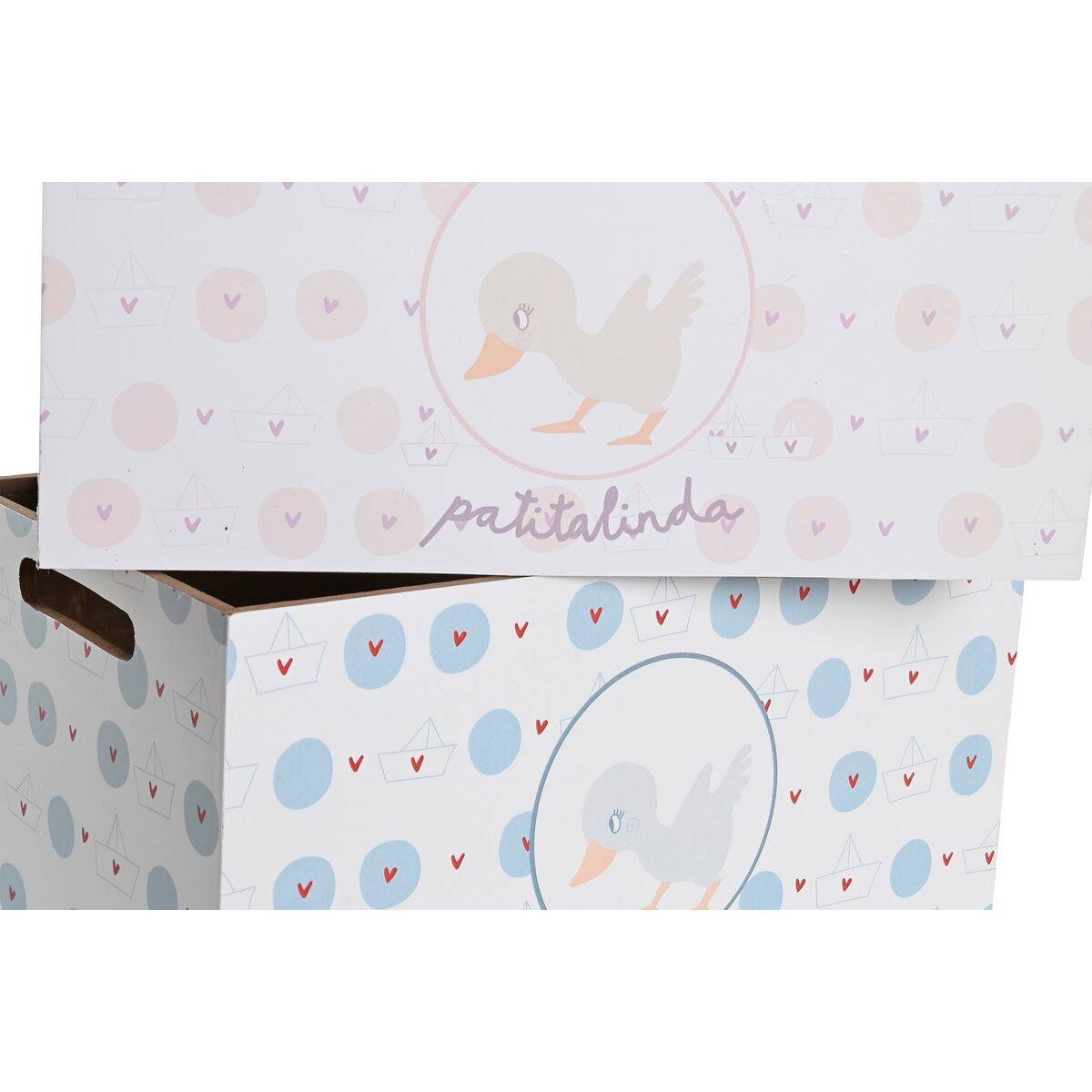 Caja de Almacenaje DKD Home Decor Azul Rosa Madera MDF 36 x 21 x 18 cm (2 Unidades)
