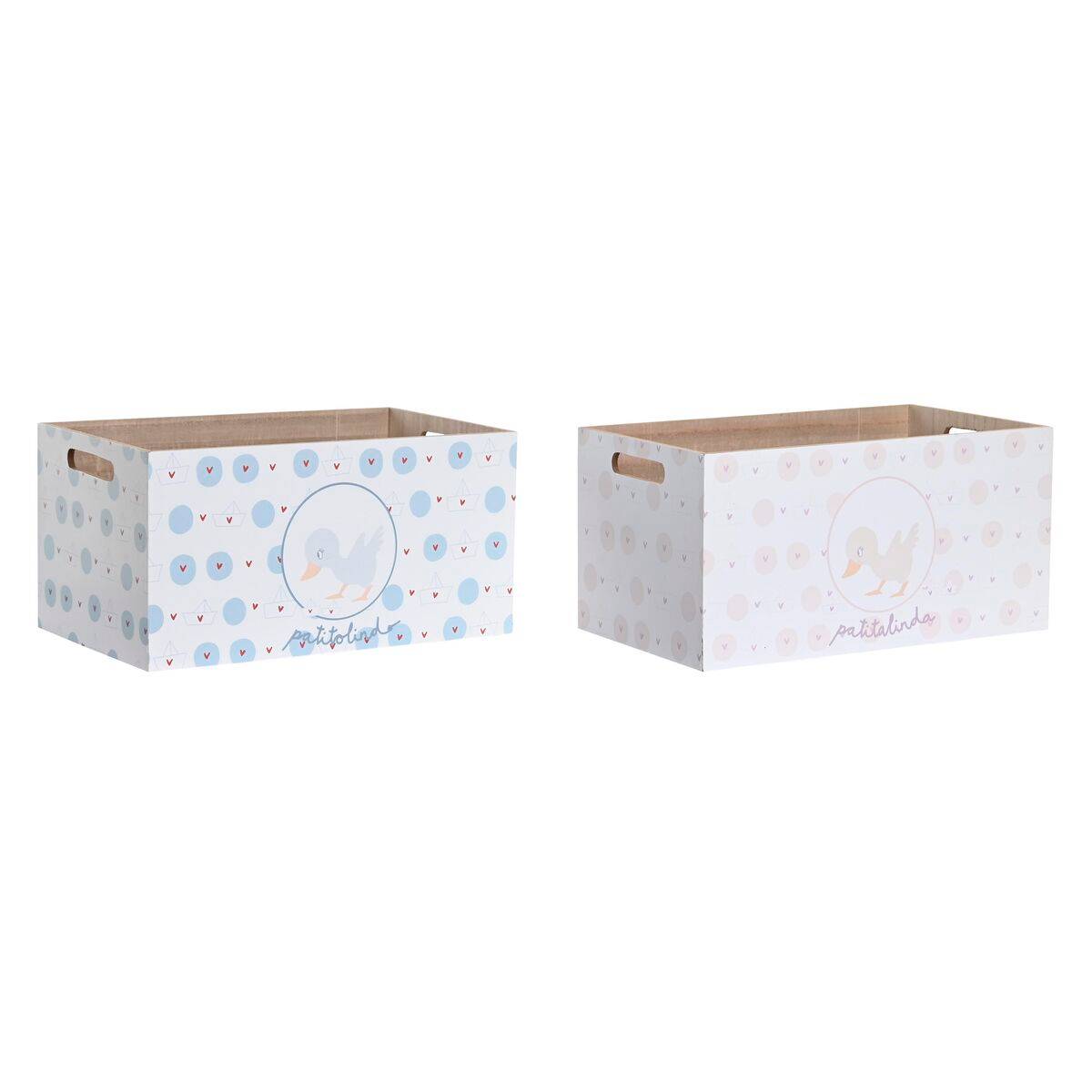 Caja de Almacenaje DKD Home Decor Azul Rosa Madera MDF 36 x 21 x 18 cm (2 Unidades)