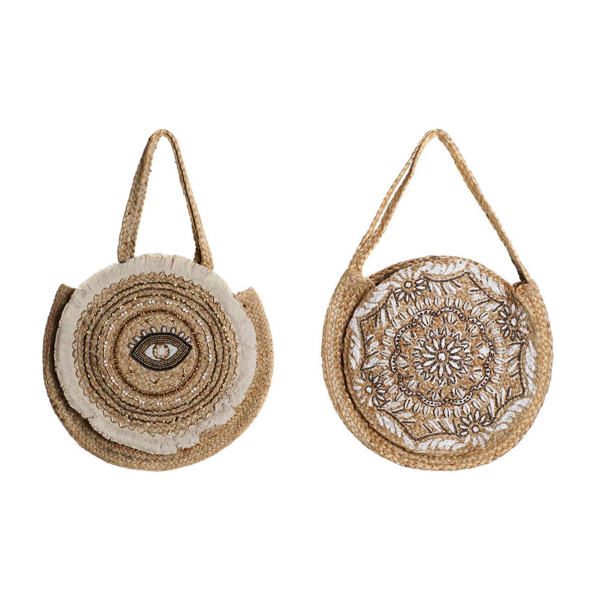 Bolso Mujer DKD Home Decor Negro Beige Natural 36 x 12 x 36 cm (2 Unidades)
