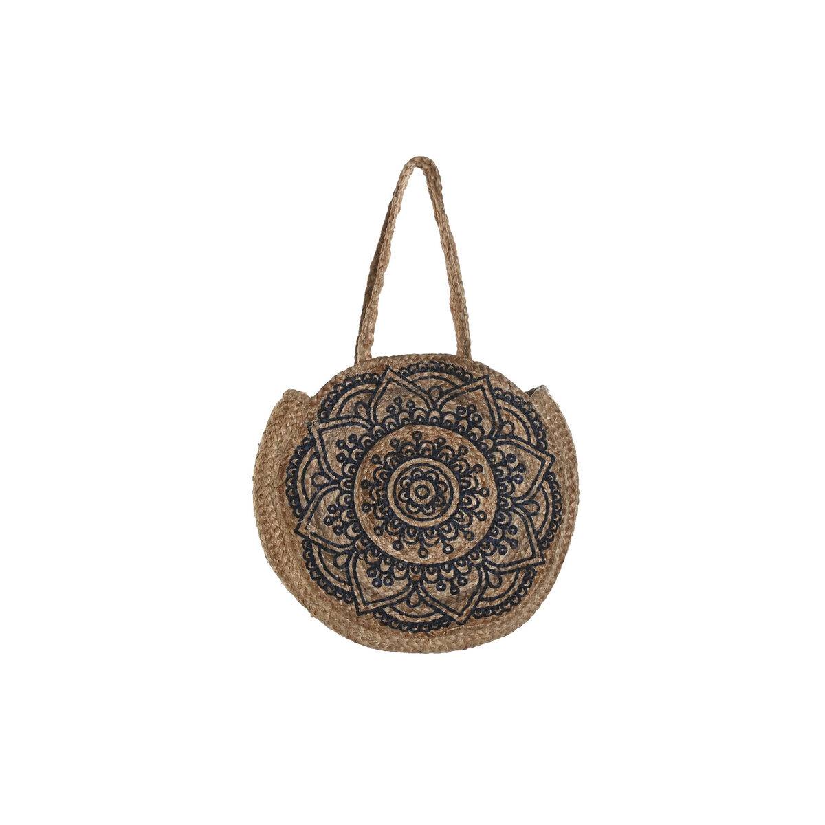 Bolso Mujer DKD Home Decor Azul Negro Natural 36 x 12 x 36 cm (2 Unidades)