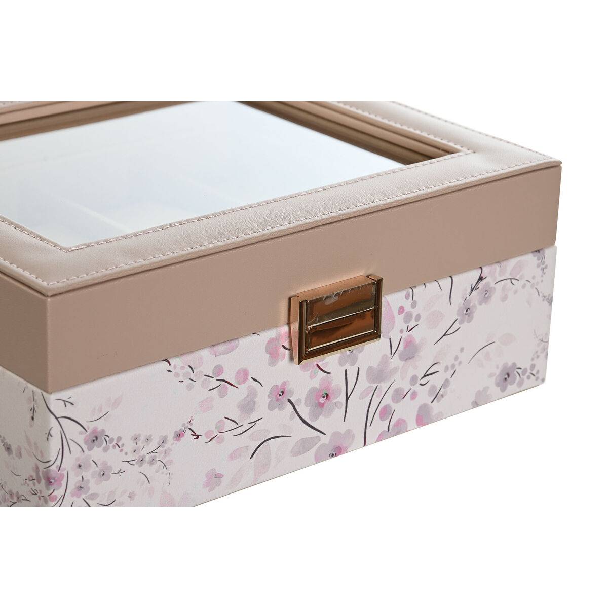 Caja para Relojes DKD Home Decor Azul Rosa claro Cristal 22,5 x 19,5 x 9,5 cm (2 Unidades)