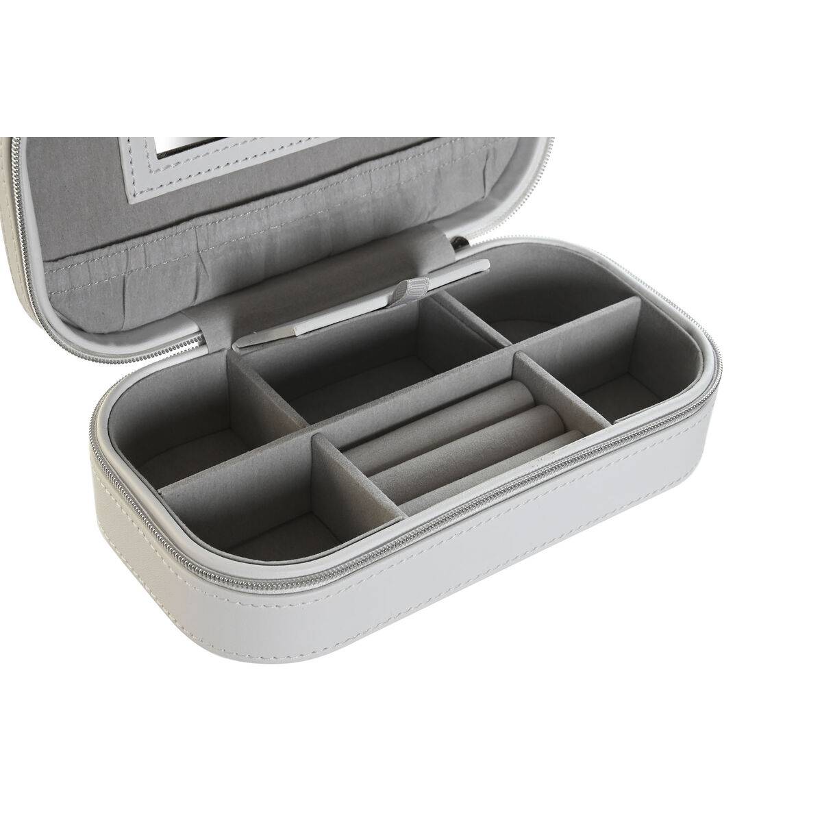 Caja-Joyero DKD Home Decor Azul Gris Camel Rosa claro Poliuretano Espejo 18,5 x 10 x 5 cm (2 Unidades)