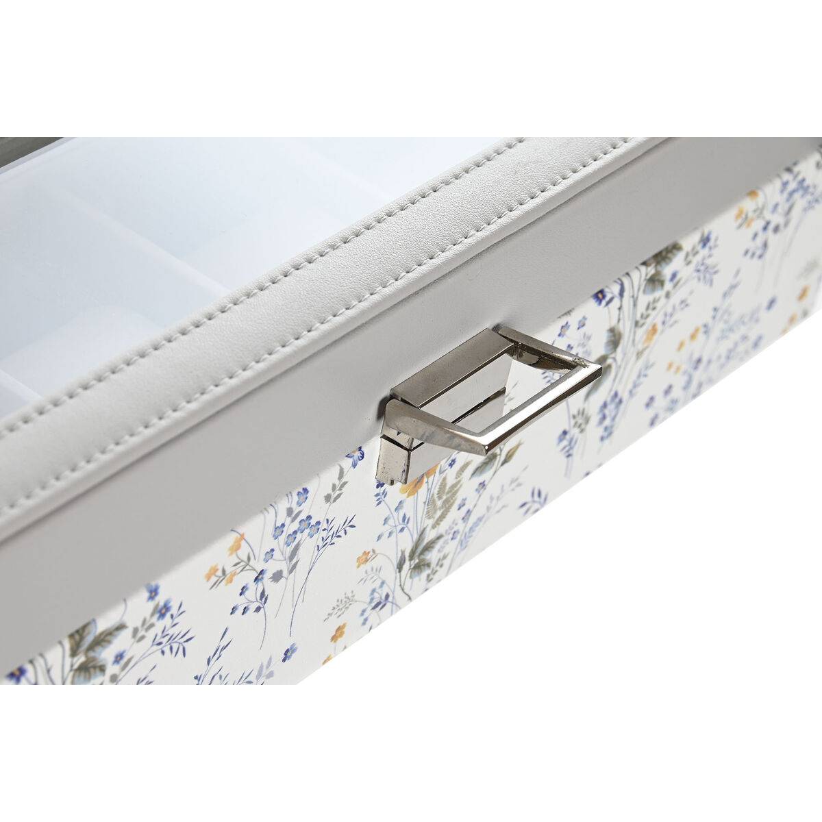 Caja para Relojes DKD Home Decor Blanco Gris Lila Rosa claro Cristal 33 x 11 x 9 cm (2 Unidades)