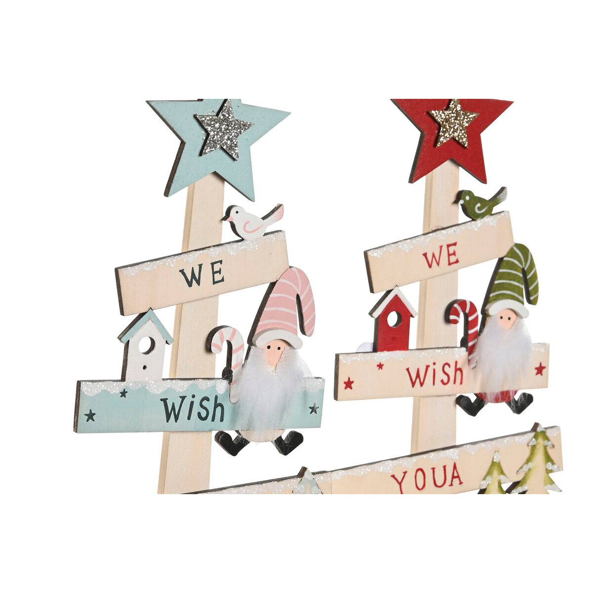 Árbol de Navidad DKD Home Decor Rojo Rosa Madera 17,5 x 5 x 38 cm (2 Unidades)