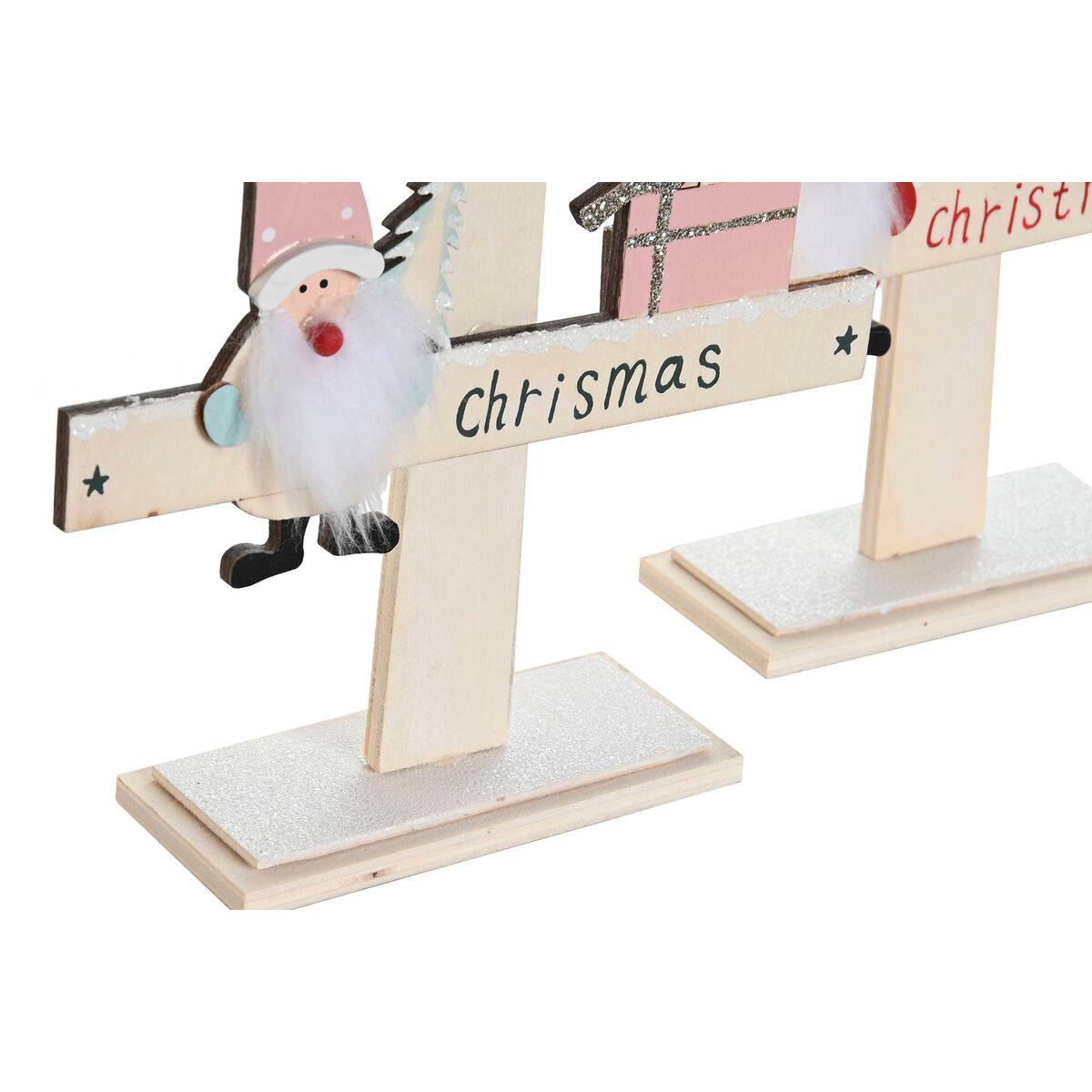 Árbol de Navidad DKD Home Decor Rojo Rosa Madera 17,5 x 5 x 38 cm (2 Unidades)