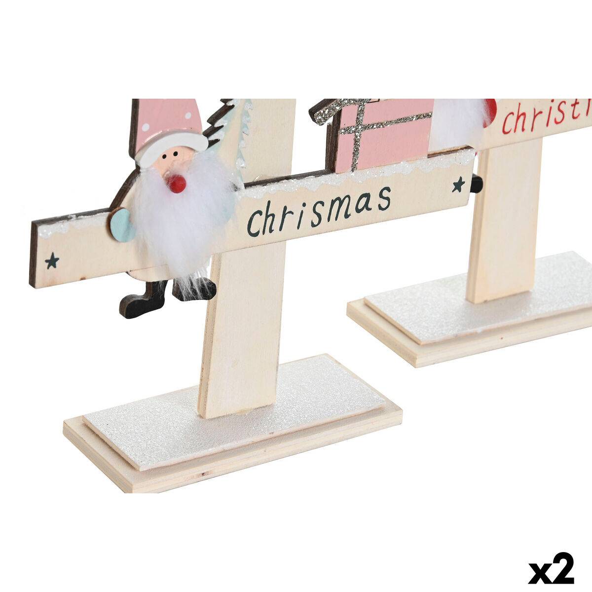 Árbol de Navidad DKD Home Decor Rojo Rosa Madera 17,5 x 5 x 38 cm (2 Unidades)