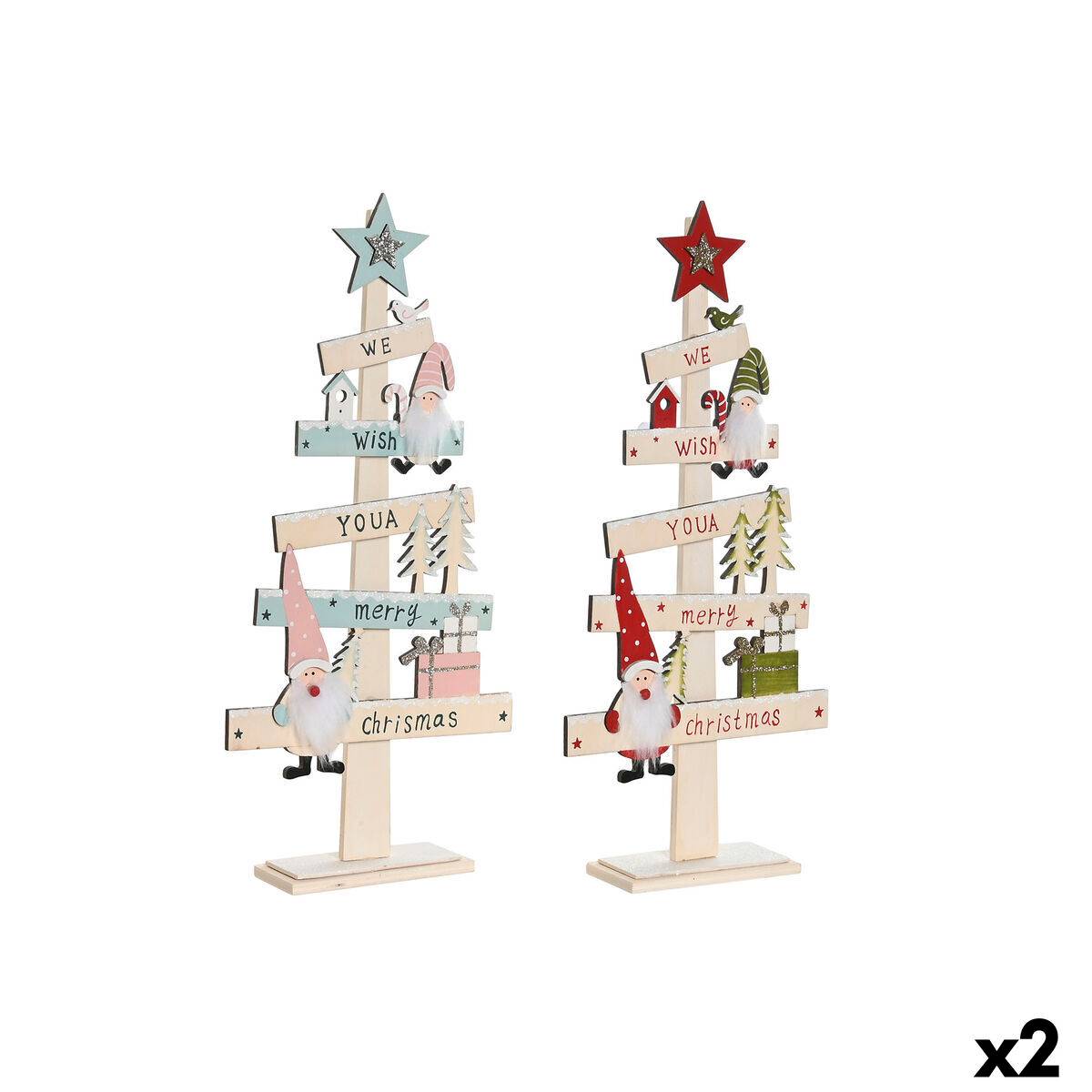 Árbol de Navidad DKD Home Decor Rojo Rosa Madera 17,5 x 5 x 38 cm (2 Unidades)