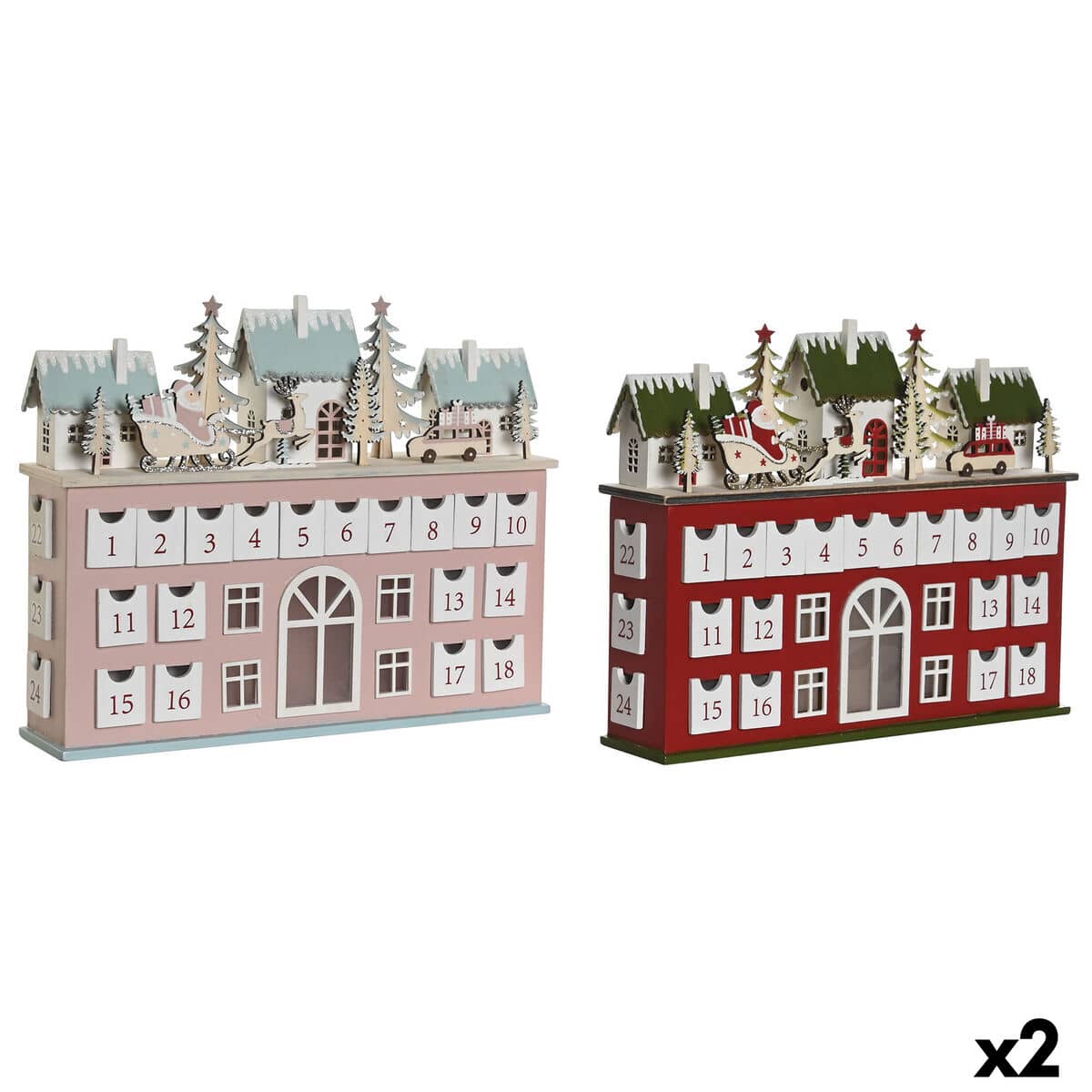 Calendario de Adviento DKD Home Decor Madera 37,5 x 8,5 x 31 cm (2 Unidades)