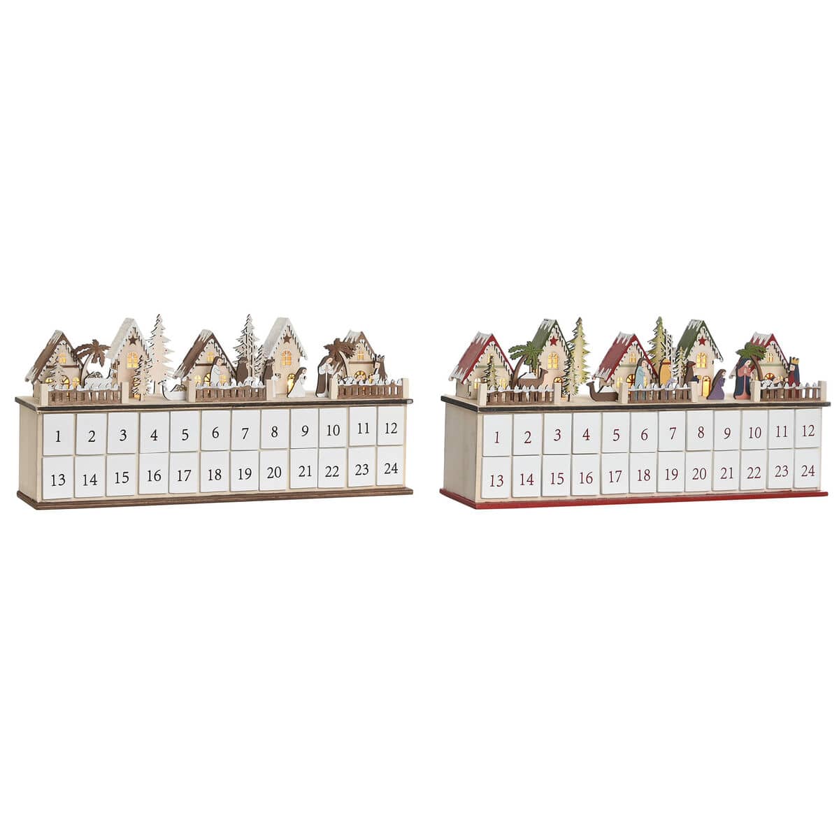 Calendario de Adviento DKD Home Decor Madera 45 x 11 x 23 cm (2 Unidades)