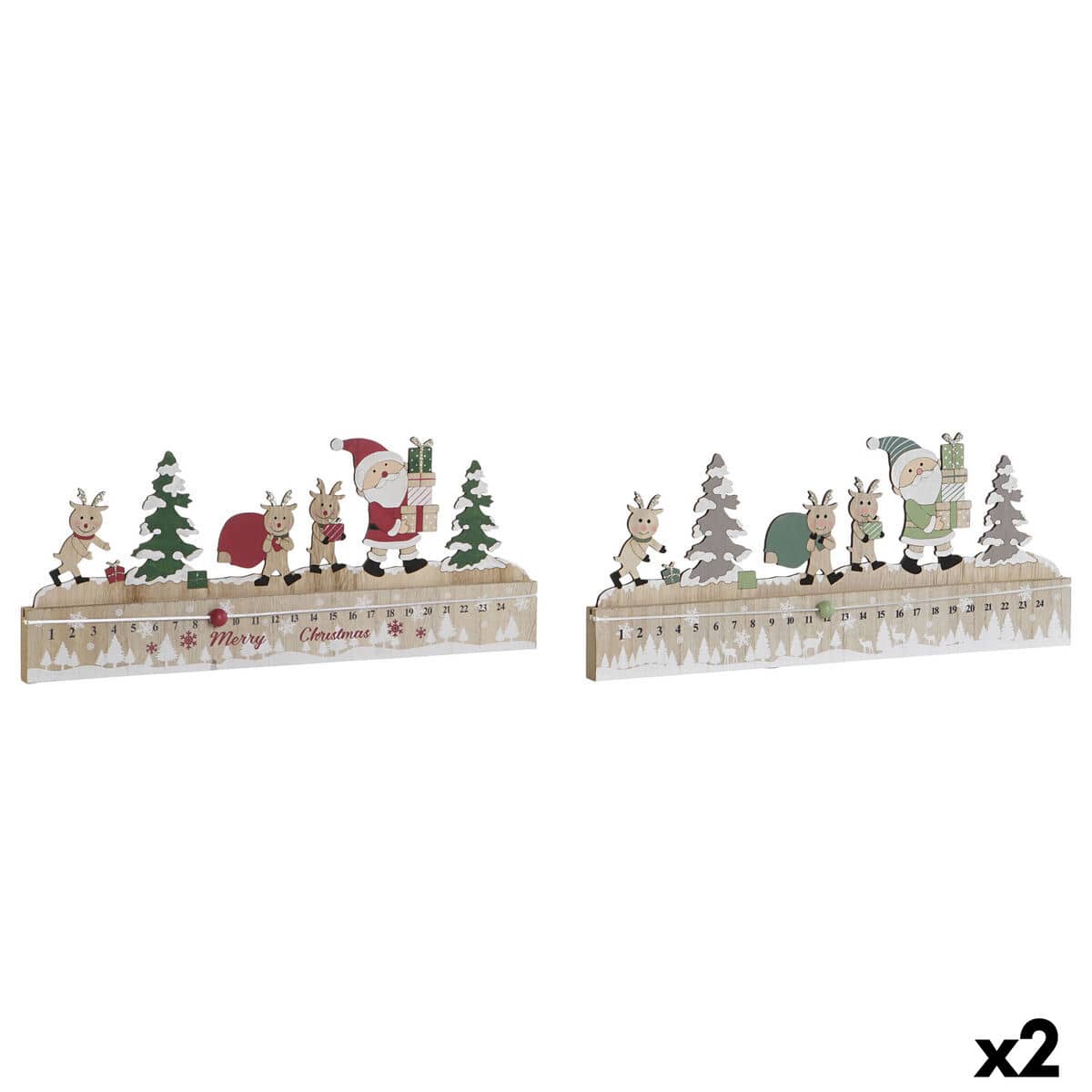 Calendario de Adviento DKD Home Decor Madera MDF 45 x 1 x 19 cm 45 x 2 x 19 cm (2 Unidades)