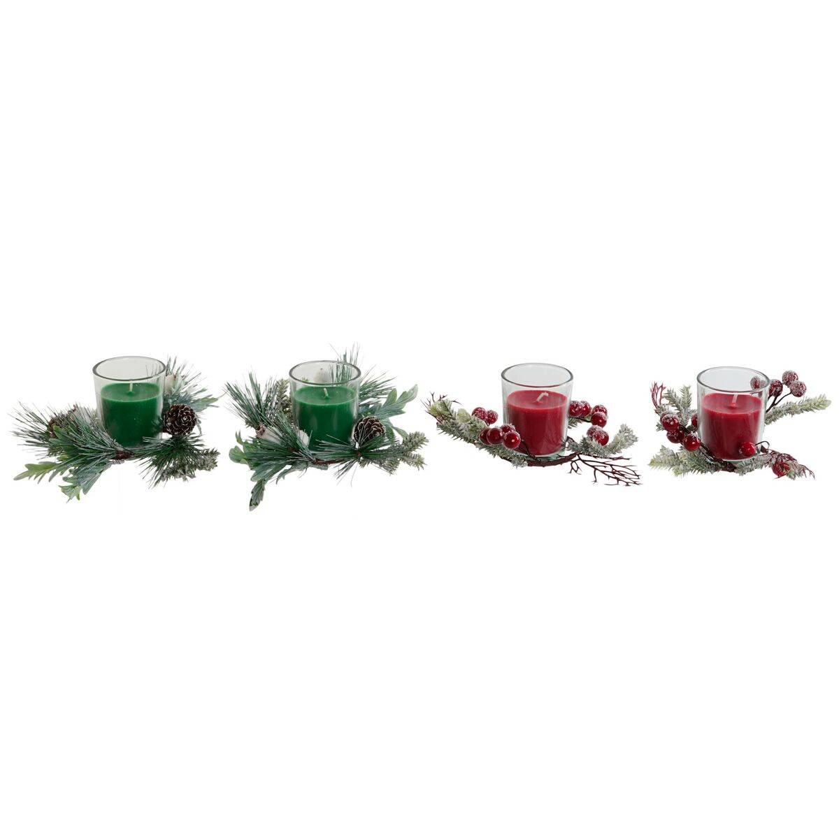 Vela DKD Home Decor Rojo Verde 5,5 x 5,5 x 6,5 cm (2 Unidades)