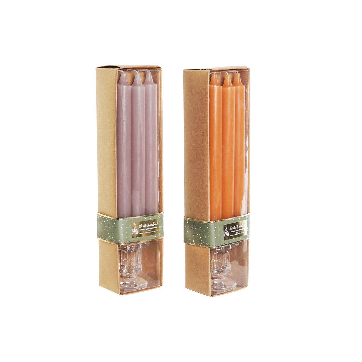 Set de Velas DKD Home Decor Gris Naranja 2 x 2 x 20 cm 4 Piezas (2 Unidades)