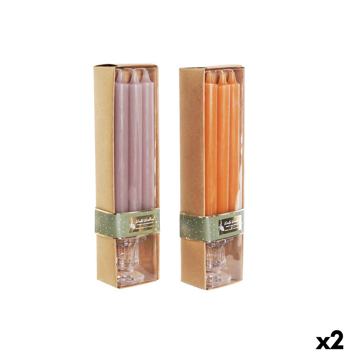 Set de Velas DKD Home Decor Gris Naranja 2 x 2 x 20 cm 4 Piezas (2 Unidades)