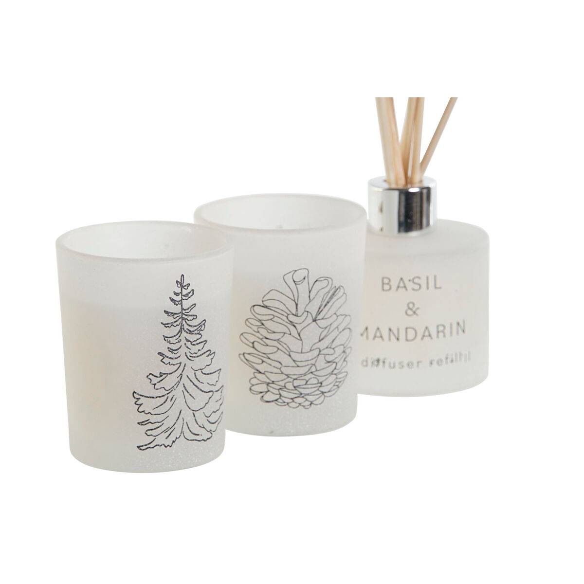 Set de Velas DKD Home Decor Blanco Navidad 5 x 5 x 6 cm