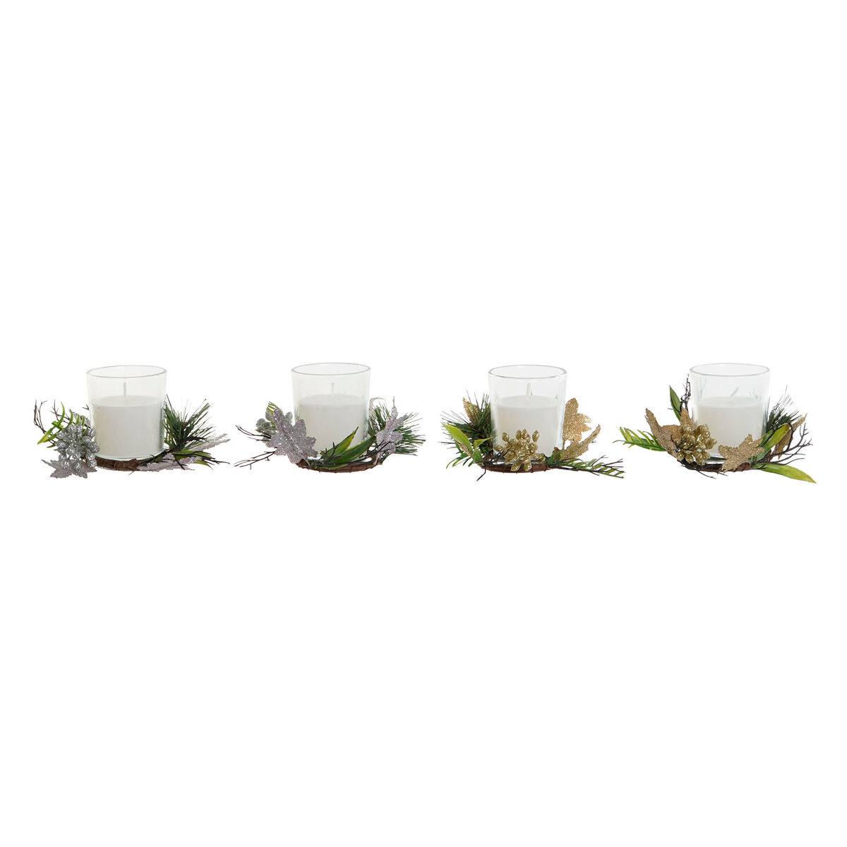 Set de Velas DKD Home Decor Dorado Plateado Navidad 10 x 10 x 7 cm (2 Unidades)