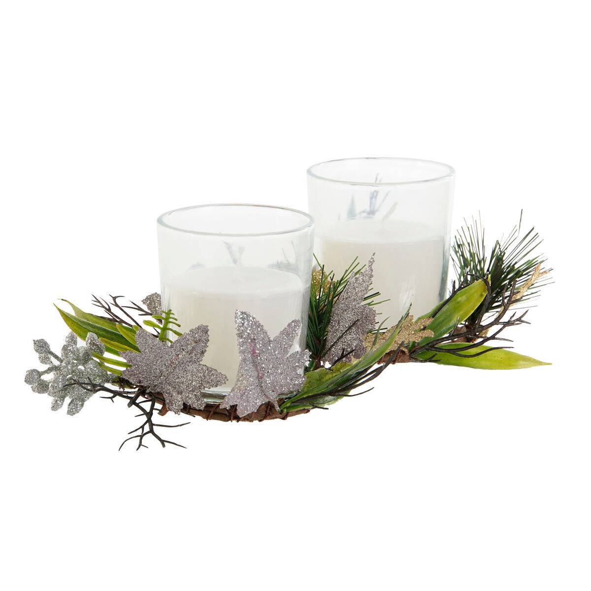 Set de Velas DKD Home Decor Dorado Plateado Navidad 10 x 10 x 7 cm (2 Unidades)