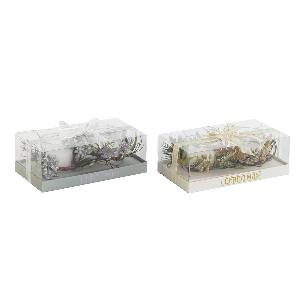 Set de Velas DKD Home Decor Dorado Plateado Navidad 10 x 10 x 7 cm (2 Unidades)
