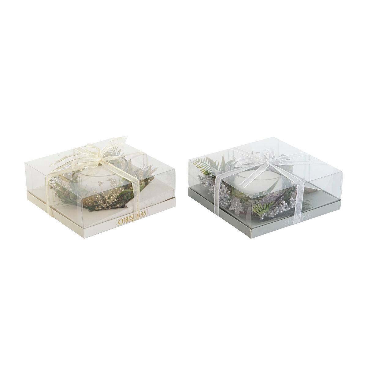 Vela DKD Home Decor Dorado Plateado Navidad 21,5 x 21,5 x 8,5 cm (2 Unidades)