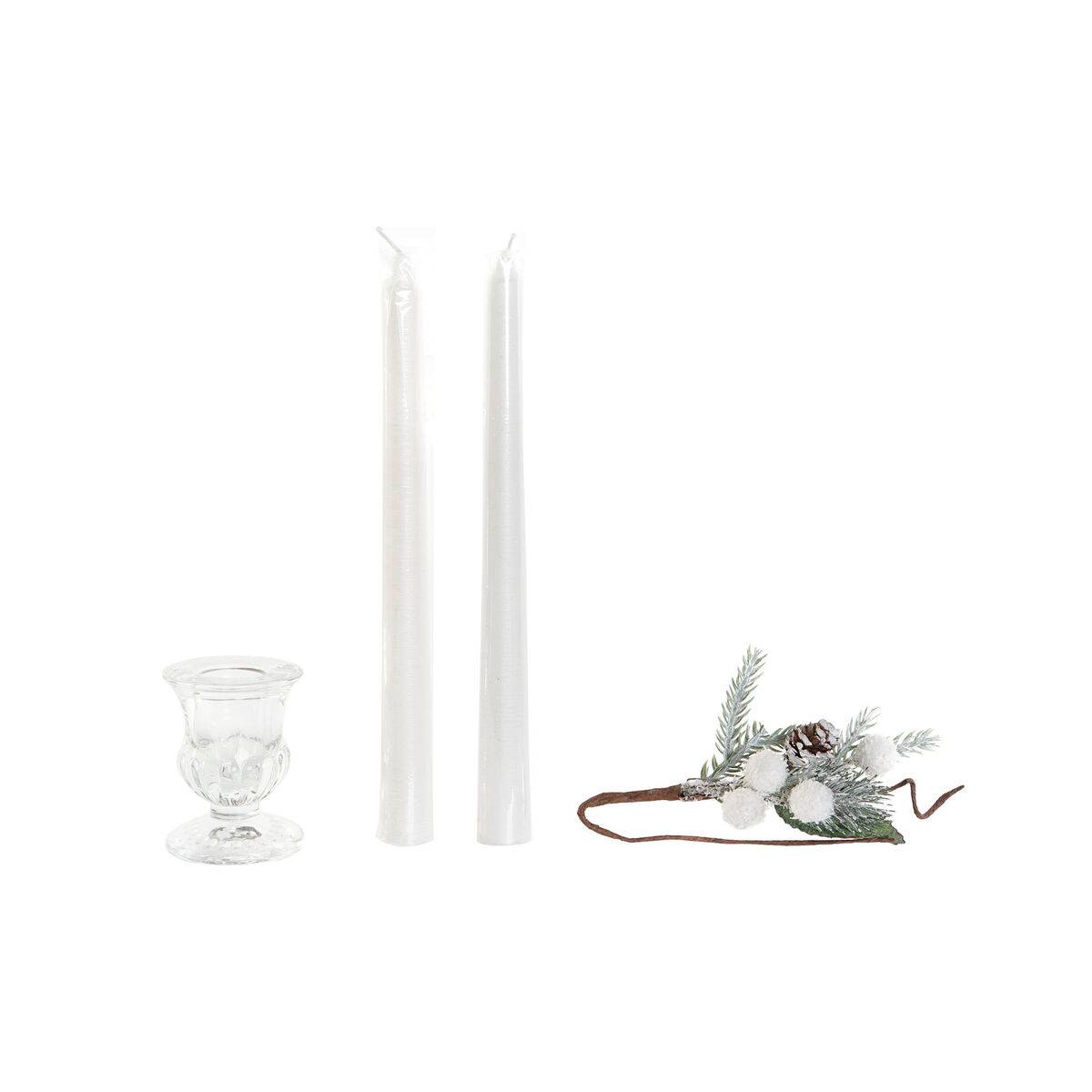 Set de Velas DKD Home Decor Blanco Navidad 21 x 10 x 5 cm 2 x 2 x 20 cm (4 Piezas)