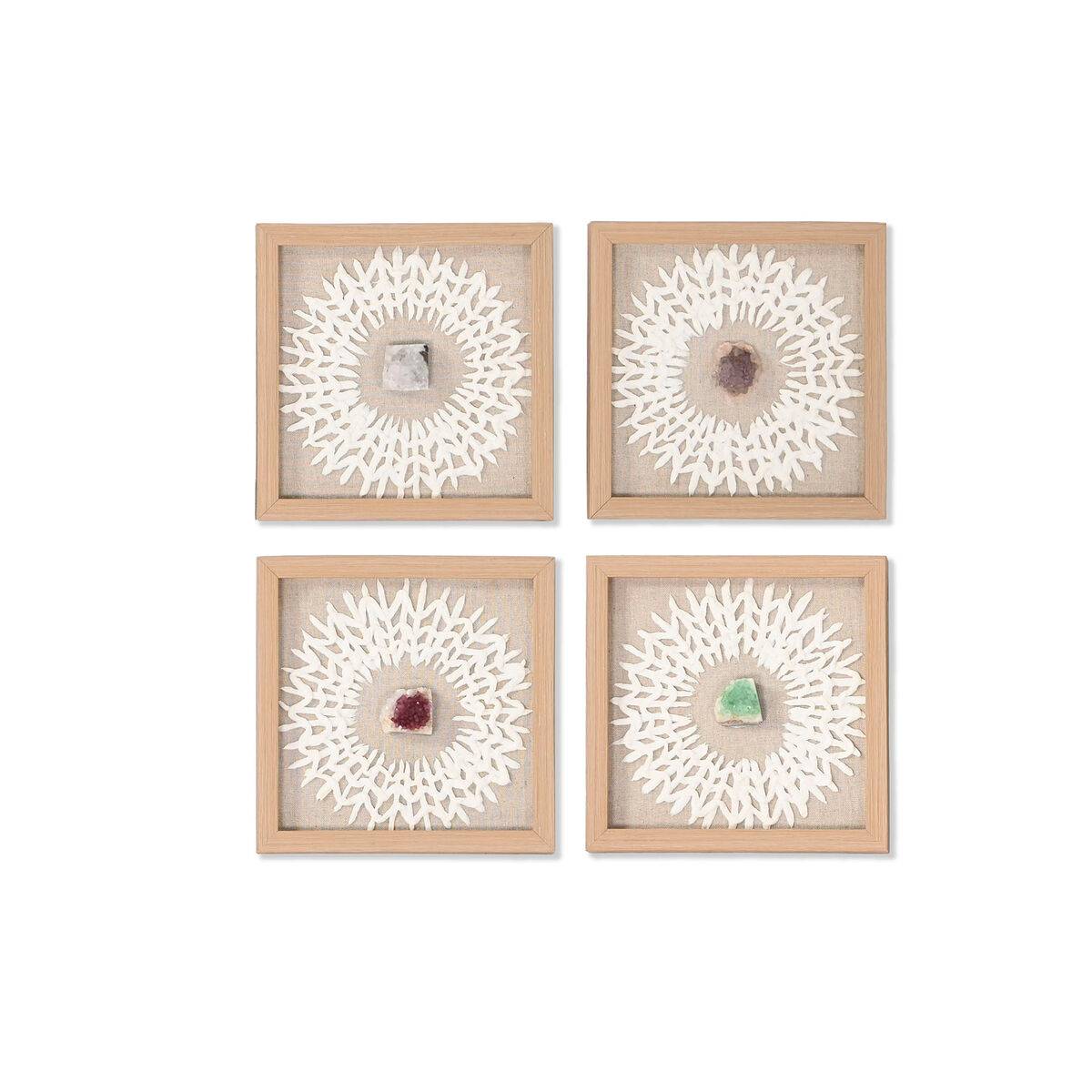 Juego de 4 cuadros Home ESPRIT Papel Cristal 22 x 2 x 22 cm